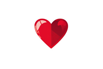 Shiny red heart icon on a transparent background, symbolizing love, romance, and affection.