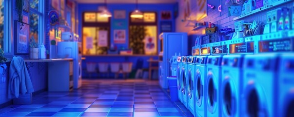 A laundry room with several washing machines in it