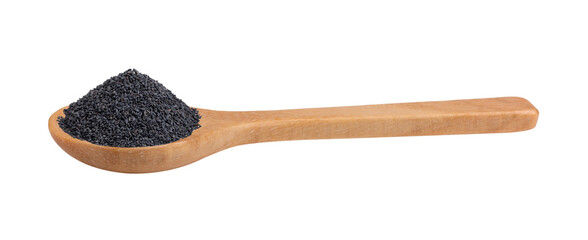 Sesame in wood spoon isolated on transparent png