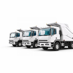 White Dump Truck on White Background, Front-Three-Quarter View, Detailed Illustration, Construction and Industrial Vehicle, Heavy Equipment Art, 4K Wallpaper, Poster