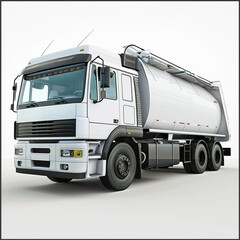 White Tanker Truck on White Background, Front-Three-Quarter View, Detailed Illustration, Industrial and Commercial Vehicle, Fuel Transport, Logistics Art, 4K Wallpaper, Poster
