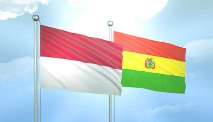 Indonesia and Bolivia Flag Together A Concept of Relations