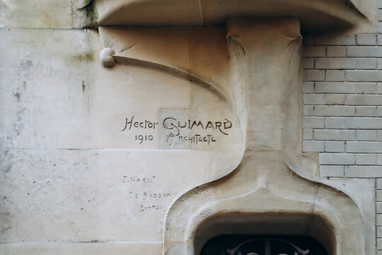 Paris, France - 26 May 2024: Famous Art Nouveau house of architect Hector Guimard in the 16th arrondissement of Paris