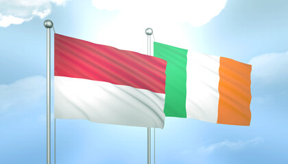 Indonesia and Ireland Flag Together A Concept of Relations