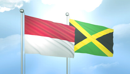 Indonesia and Jamaica Flag Together A Concept of Relations