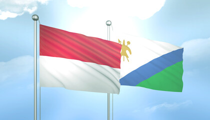 Indonesia and Lesotho Flag Together A Concept of Relations