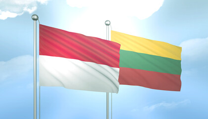 Indonesia and Lithuania Flag Together A Concept of Relations