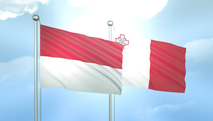 Indonesia and Malta Flag Together A Concept of Relations