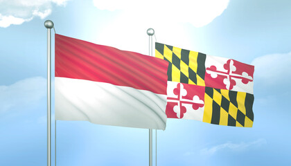 Indonesia and Maryland Flag Together A Concept of Relations