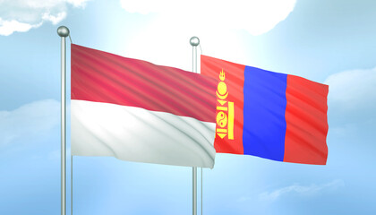 Indonesia and Mongolia Flag Together A Concept of Relations