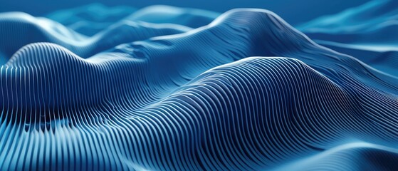 Abstract blue wave shape background. CGI 3D render