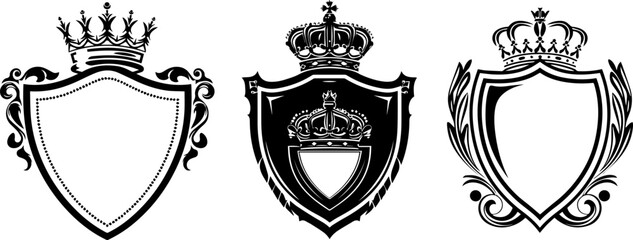 set black and white shield with crown