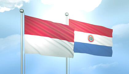 Indonesia and Paraguay Flag Together A Concept of Relations