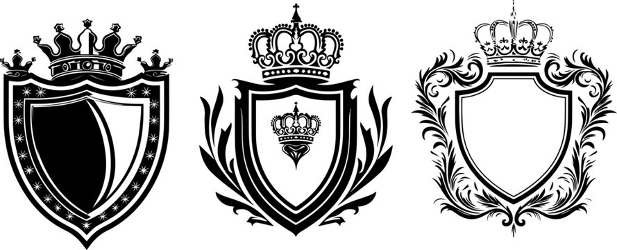 set black and white shield with crown