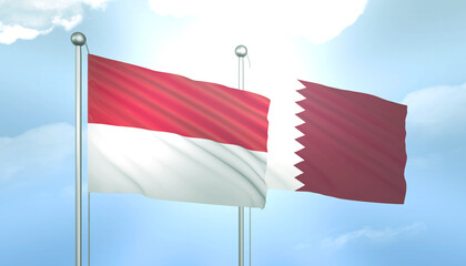 Indonesia and Qatar Flag Together A Concept of Relations