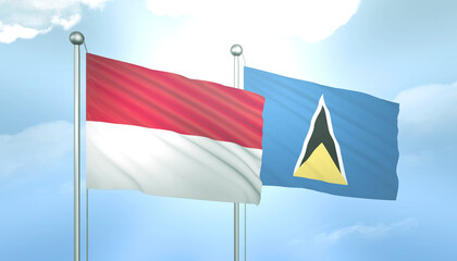 Indonesia and Saint Lucia Flag Together A Concept of Relations