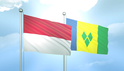 Indonesia and Saint Vincent Flag Together A Concept of Relations