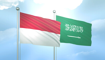 Indonesia and Saudi Arabia Flag Together A Concept of Relations