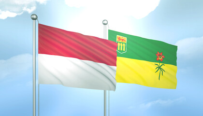 Indonesia and Saskatchewan Flag Together A Concept of Relations