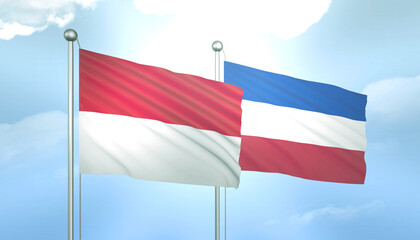 Indonesia and Serbia and Montenegro Flag Together A Concept of Relations