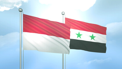 Indonesia and Syria Flag Together A Concept of Relations