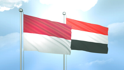 Indonesia and Yemen Flag Together A Concept of Relations