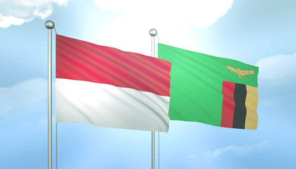 Indonesia and Zambia Flag Together A Concept of Relations