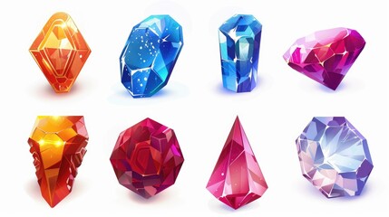 Naklejka premium A dazzling gemstone icon set against a pristine white background
