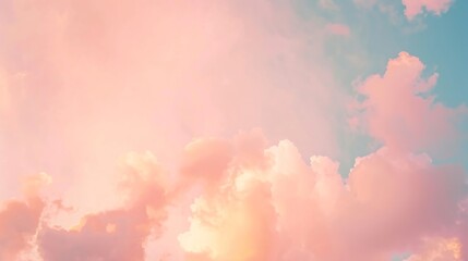 Fototapeta premium clouds and pink skysweet skyLight pink clouds in sunset blue sky Pastel colors of clouds sunrise sundown natural background : Generative AI
