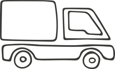 Truck icon. Hand drawn, doodle style. Vector picture.
