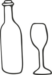 Wine icon. Hand drawn, doodle style. Vector picture.
