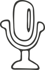 Microphone icon. Hand drawn, doodle style. Vector picture.
