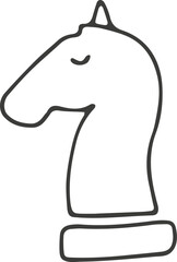 Chess knight icon. Hand drawn, doodle style. Vector picture.
