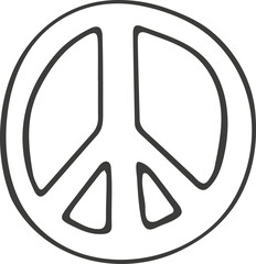 Hippie icon. Hand drawn, doodle style. Vector picture.
