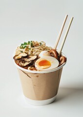 Delicious Takeout Noodle Soup With Egg, Mushrooms, and Green Onions