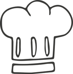 Chef's hat icon. Hand drawn, doodle style. Vector picture.
