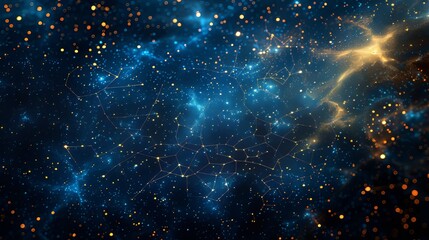 Obraz premium Abstract Starry Night Sky With Connected Lines