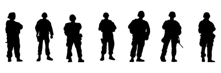 Set army silhouette set of illustration  background  