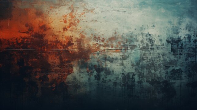 An artistic textured background with a blend of orange and blue hues, resembling paint splashes