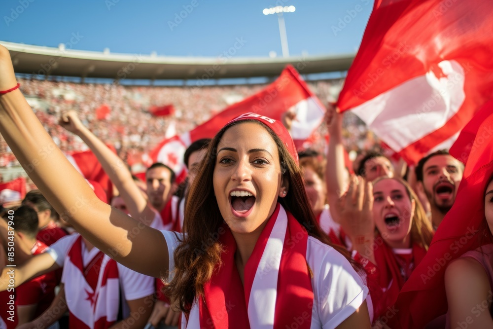 Sticker The roaring fans of Tunisia - Generative AI