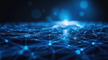 Obraz premium Abstract Network of Blue Nodes and Connections. Generative AI.