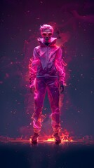 Fototapeta premium Edgy 3D Generation Z Avatar, Futuristic Sci-Fi Character Model with a Touch of Technological Magic