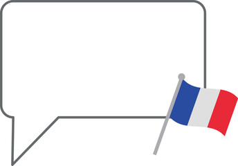 フランス国旗付のシンプルな吹き出しアイコン素材