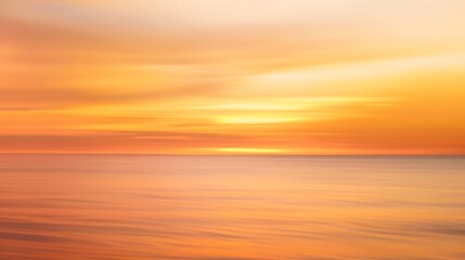 Obraz premium Long exposure of bright orange sunset sky over rippling sea in evening time : Generative AI
