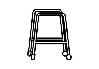 Icono negro de andador para ancianos