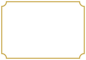 Marco dorado de vértice curvo en fondo blanco