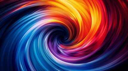 Abstract swirl of vibrant colors in blue, purple, orange and yellow. A swirling vortex of color.  A colorful abstract background.