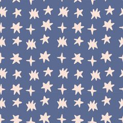 Vector hand drawn seamless pattern with cute stars Wrapping design