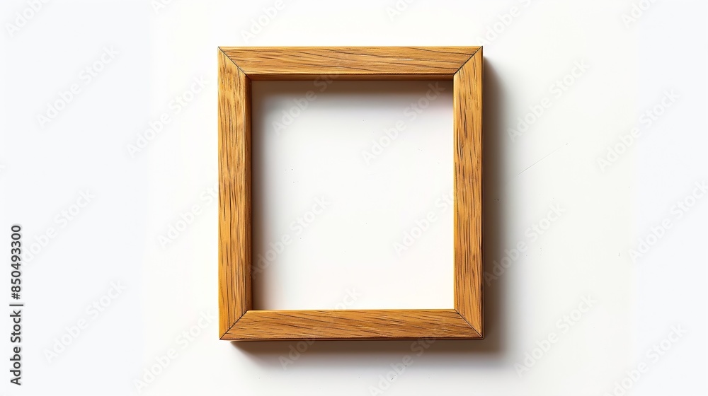 Poster wooden frame for painting or picture on white background with clipping path : generative ai