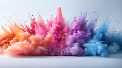 Fototapeta premium Dynamic Illustration of a Spectacular Burst of Soft Pastel Colors in Motion on White Background.
